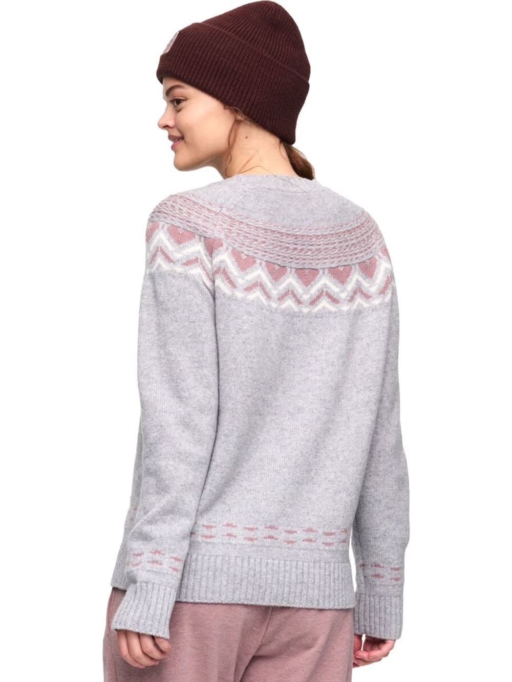 Kari Traa Sundve Fair Isle Knit Wool Blend Sweater gray pink size small - Picture 2 of 7